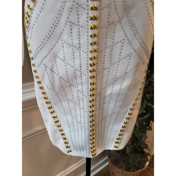 Chic Beading Bandage Long Sleeve Bodycon Party Mini Dress Size Large - Picture 5 of 12